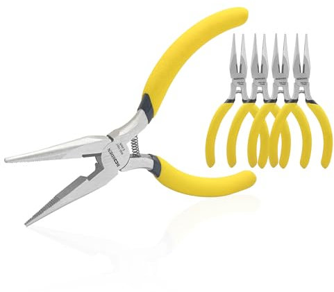 BOOSDEN 5 Needle Nose Pliers, Long Nose Pliers Set with Side Cutter,Mini Fine Needle Nose Pliers with Comfort Grip, Precision Small Needle Nose Plier for Electronics, Craft, Jewelry Making, 5 Pack