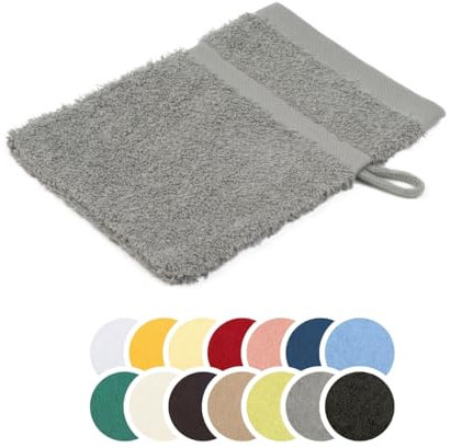 liebling Waschhandschuh, 100% Baumwolle, Serie Borkum, 16 x 21 cm, 60 Grad waschbar, trocknergeeignet, Farbe: Silber