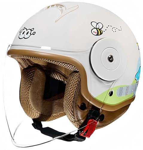 Kinder-Motorradhelme, Kinder-Jet-Helm, Roller-Helm Für 4–12 Jahre Alte Jungen Und Mädchen Mit Visier, Elektrischer Helm D,48~58cm