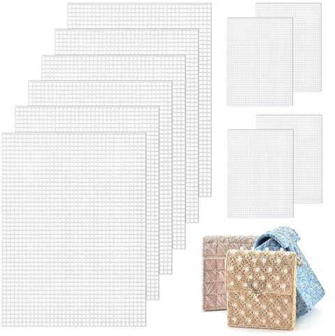 VINEST Lot de 10 feuilles de maille en plastique blanc 21,5 x 30 cm avec ouverture de 4 mm pour broderie, tricot, accessoires de bricolage et fabrication de séparateurs d'aquarium
