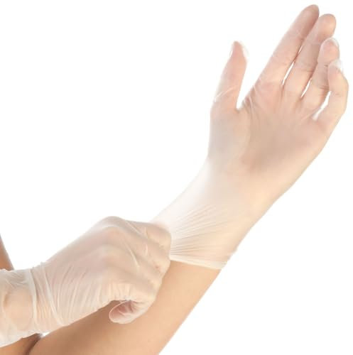 FRANZ MENSCH 100 Stück Hygonorm Untersuchungshandschuhe Ideal Virus | Vinyl, Packung, transparent, 8/M, L: 24cm, Medizinhandschuhe, Einmalhandschuhe, Vinylhandschuhe