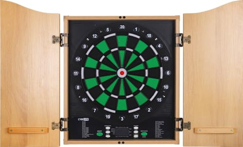 Elektronisk darttavla med trälåda, skåp och 12 dartpilset