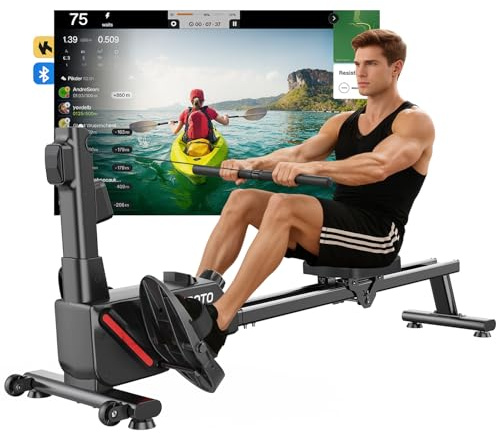 JOROTO Vogatore Domestico, 16 Livelli Resistenza - Rower Magnetico Ultra Silenzioso con App Kinomap, Doppia Guida per Stabilità, Compatto e Facile da Montare, Attrezzo Fitness per la Casa