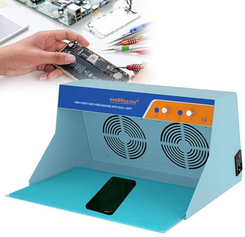 Banco de limpieza vertical de flujo laminar, doble ventilador sin polvo, estación de trabajo para reparación de teléfonos móviles, brillo de luz ajustable