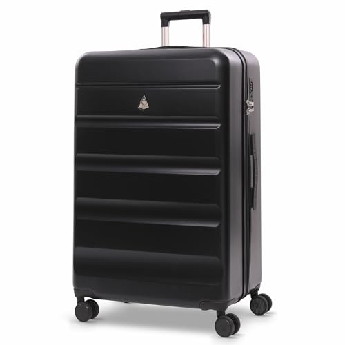 Aerolite Large 28in 100L Lightweight ABS Hard Shell 4 Wheel Spinner Travel Hold Checked Check in Luggage Suitcase (Black)