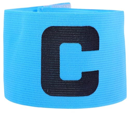VANZACK Brassard Capitaine Football Ajustable Bleu Ciel Brassard Sport Résistant pour Matchs de Football Rugby Basket et Hockey Bandeau de Capitaine Élastique
