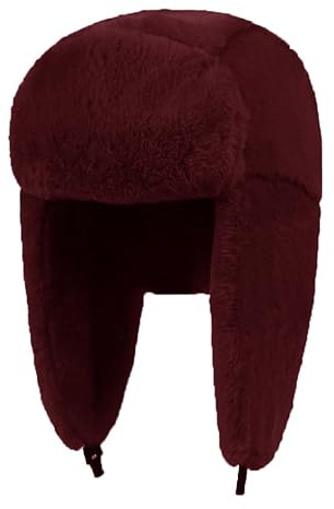 Lina & Lily Chapka Bonnets de Trappeur Femme Homme Hiver en Fausse Fourrure (Rouge Foncé)