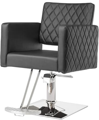 Bonnlo Sedia Barbiere Girevole a 360° con Altezza Regolabile 15 cm, Poltrona Barbiere in PVC Similpelle, Poltrona Parrucchiere per Barbiere e Salone di Bellezza, Portata 150kg, Nero
