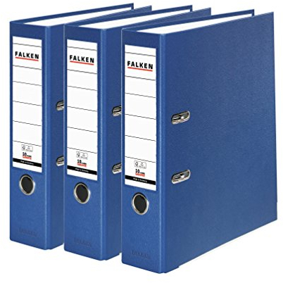 Falken 3er Pack PP-Color Kunststoff-Ordner. Made in Germany. 8 cm breit DIN A4 blau Vegan
