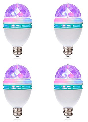 TRENDBOX 4 Pack E27 3W LED Full Color Rotating Auto Crystal Ball Bulb AC 85-260V Mini Party Light Lamp Energy Saving Disco DJ