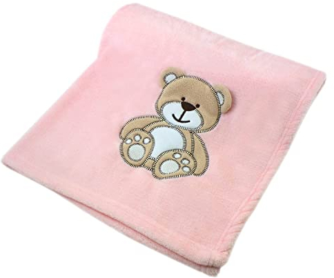 cozy racoon Babydecke | Weiche Kuscheldecke für Baby Jungen und Mädchen I Geschenk zur Taufe, Geburt oder als Erstausstattung I Rosa Decke mit Bär