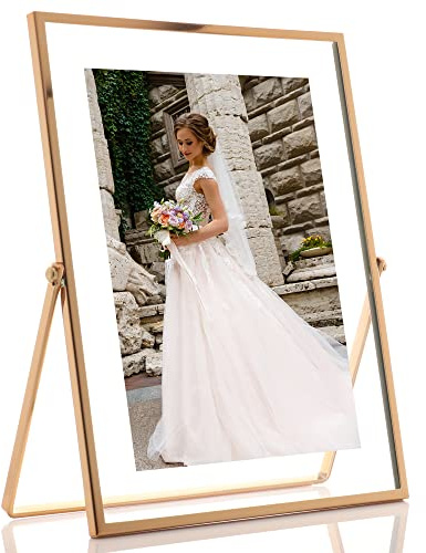 Lawrence Frames Metal Easel Float Picture Frame, 5x7, Gold