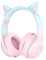 Xunpuls Bluetooth Kopfhörer Kinder,Kabellos Kinder Kopfhörer mit LED-licht Katzenohren und Mikrofon,HD Stereo Sound,faltbar,verstellbares Kopfband,Mädchen Kopfhörer für PC/Tablet/Lernen/Schule(Rosa)