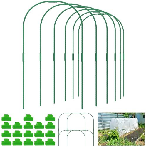 60Pcs Greenhouse Hoops for Raised Beds, Greenhouse Hoops Frame Tunnel Kit with 18 Clips,17In Detachable Fiberglass Support Hoops Frame, Rust-Proof Grow Tunnel Garden Hoops for Garden Netting