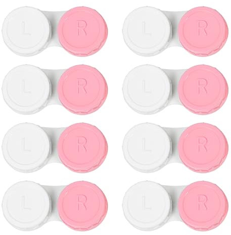 Dhoptical 8 Pack Pink Contact Lens Cases,Outdoor Portable Mini Contact Lens Kit,Perfect for Travel & Everyday Use
