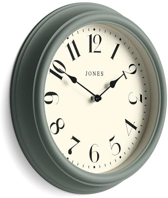 JONES CLOCKS® Serenity Horloge Murale | Horloge Ronde Classique | 30 cm | Vert | Jolis Chiffres Arabes | Décoration idéale pour la Cuisine, Le Salon ou la Chambre à Coucher