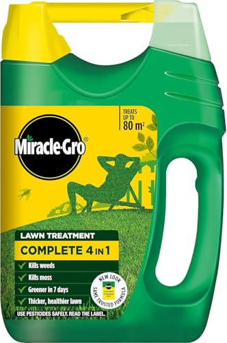 Miracle Gro EverGreen Complete 4 in 1 Lawn Treatment 80m² – No.1 UK Lawn Care – Feeds Grass, Kills Weeds & Moss – Greener in 7 Days – WaterSmart NPK 14-0-5 Granular Spreader