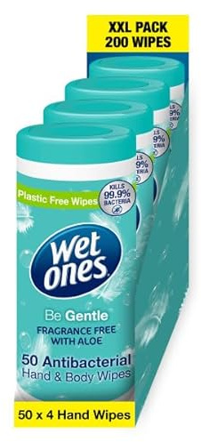 Wet Ones Be Gentle Canisters - Antibacterial Hand Wipes - 200 Wipes