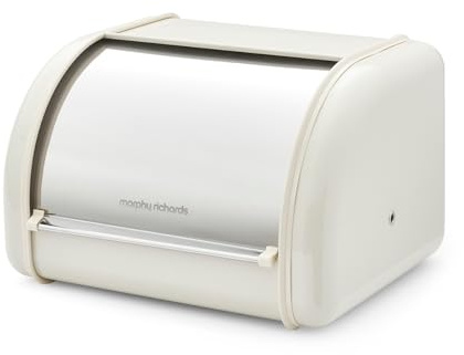 Morphy Richards Equip Compact Bread Bin, 8L, Carbon & Stainless Steel Design Durable and Fresher Bread, Easy Access Lid, Noise Dampening Technology, Non Slip Water Resistant Base, Cream, 832502