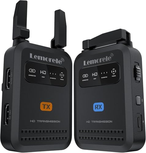 Trasmettitore Ricevitore Video HDMI Wireless Lemorele R5000, Portata 200 m, Doppia Antenna 5G Hz, Latenza 50 ms, Supporto fino a 4 Ricevitori, con App Mobile