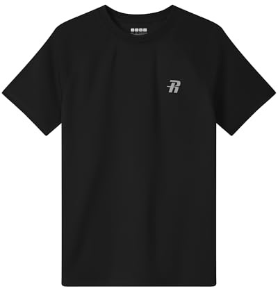 Runhit Rash Vest Kids Girls Short Sleeve, UPF 50+ Boys UV Swim Top, Quick Dry Rashguard T-Shirt for Beach Running Fishing Surfing Outdoor Sport, Black Age 11-12 Years