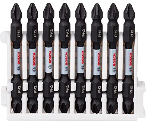 Bosch Professional - 8 piezas Juego de brocas dobles Phillips (control de impacto, 8 puntas PH2-PH2, longitud: 65 mm, pick and click), Cranberry, 45 x 40 x 15 cm