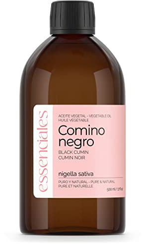 Essenciales BIO svart spiskummin vegetabilisk olja, 100% ren och certifierad EKOLOGISK, 500 ml | Nigella Sativa L. Vegetabilisk olja, 1:a kalltrycket 500 ml
