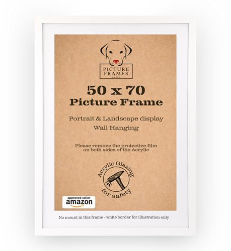 50x70 cm White Picture Frame – Modern Frame for Posters, Art & Jigsaws, Wall-Mounted in Portrait or Landscape Orientation