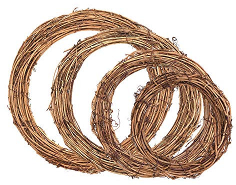 4 Pack Retro Christmas Wreath Natural Grapevine Rattan Wreaths Christmas Round Wreath Craft Sets DIY Rattan Wreath Garland Wall Hanging Decoration for Holiday Wedding Christmas Decoration