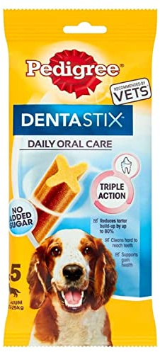 Pedigree Dentastix - Soin Dentaire Quotidien à mâcher - Friandises pour Chien de 10 à 25 kg - 1 Sac (5 bâtons)