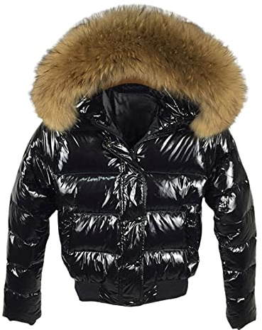 Vogrtcc Giacca invernale da donna in piumino morbido cappotto di pelliccia femminile corto capispalla spesso caldo piumino parka, Nero 2, S