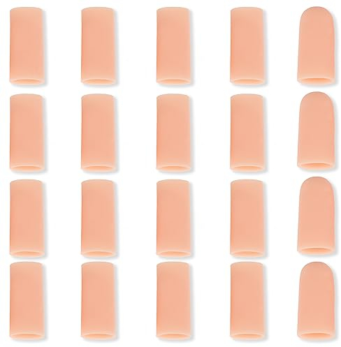 WLLHYF 20 Stück Gel-Fingerlinge, Daumenschutz Wasserdichte Fingerhandschuhe Fingerhülsen Abdeckung Silikon Fingerschutz Kappen für Finger Arthritis Finger Rissbildung Wunden Hand Ekzeme