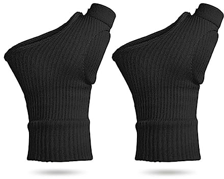 DULSPUE 1 Paar Gel Hand Handgelenk Stütze Daumen Verletzung Pads Atmungsaktive Karpaltunnel Stützhandschuhe zur Linderung von Kompression Handschuhen Verstauchung Belastungsorthese (Schwarz)