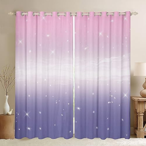 Homemissing Tende oscuranti per camera da letto e soggiorno, colore rosa, viola, arcobaleno, 30% -50%, tende oscuranti per bambini, tende colorate ombré glitterate, tendaggi per finestre, 167,6 x