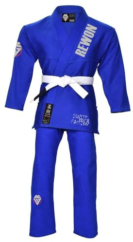 Rewon Gear Karate Judo Suit - Taekwondo Suit - Karate Suit - Martial Arts Judogi Aikido Keikogi Jiu Jitsu Bando Kung Fu Karate Martial Arts Training Uniform for Men Women e Children, Blue-02, XS