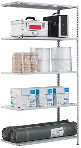 qpool24 Anbauregal, Fachbodenregal Schraubsystem MULTIplus150, 2000 x 750 x 400 mm (HxBxT), verzinkt, 5 Fachböden