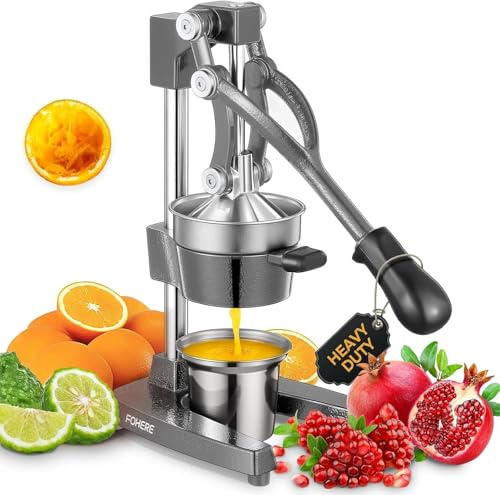 FOHERE Spremiagrumi Manuale Professionale a Leva, Spremi Melograno, Arance e Limoni in Acciaio Inox e Ghisa, Pressa Agrumi per Casa, Bar e Ristorante