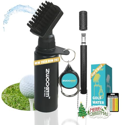 ZWOOGYM Pro Golfschläger-Reiniger-Set, Wasserbürste mit Halterungsclip und 118 ml Flasche, Golfrillenschärfer, geeignet für U- und V-Nuten (Black Brush+ Groove Sharpener)