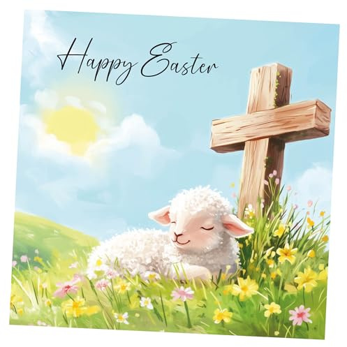 Easter Cards Pack of 8. Each pack contains 1 Easter Lamb Designs. Ecofriendly, recyclable, plastic free cards, envelopes and box. Blank Inside.