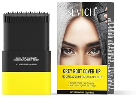 Sevich Polvo de raíz, diseño ergonómico de peine de doble cara para cobertura de gris natural, fórmula hidratante de larga duración con extractos de plantas, 15 g, marrón oscuro