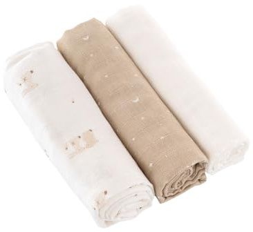 TRÄUMELAND Mulltücher – 80 x 80 cm, 100 % Baumwolle, Weiche & saugfähige Stoffwindeln, Doppelt gewebt, Vielseitig verwendbar