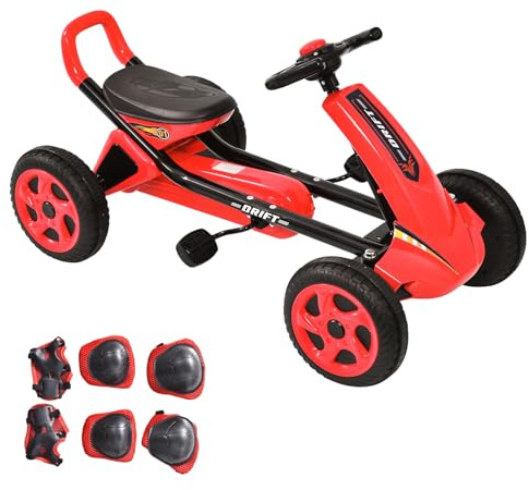 Go-Kart Reppy - Veicolo a pedale, con freno a mano, auto per bambini, pedale, giocattolo da equitazione per bambini con 4 n | auto per bambini con sedile regolabile