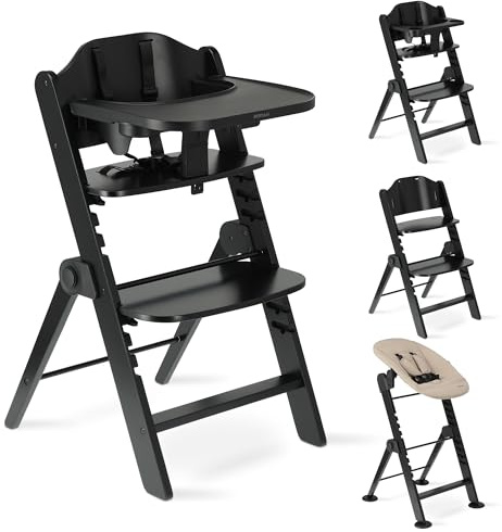 Deryan Odin Chaise Haute évolutive 3en1, Pour Bébé Ergonomique, Confortable, Inclinable, Pliable, Avec Hauteur réglable, Repose-Pieds, Plateau Amovible, Chaise Enfant Pliable dès la Naissance, Nougat