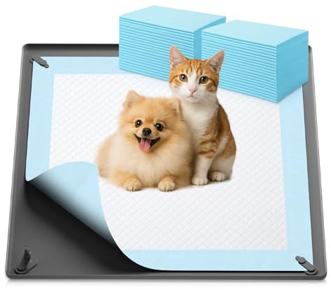 Pawinner Set di 40 Tappetini Igienici per Cani con Tappetino Antiscivolo in Silicone, 62x62 cm Traversine Cani, 5 Strati a Prova di Perdite, Super Assorbenti, Asciugatura Rapida, per Cane e Gatti