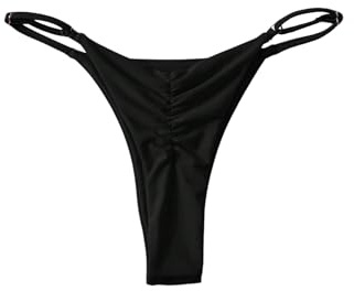 GORGLITTER Bikinitrosor för kvinnor basic tangas med veck sommar bikinibyxor samlade bikini tanga strand bikinis underdel semesterdräkt