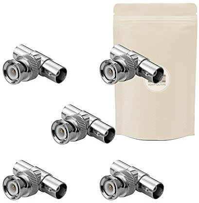 Adaptout X5 Adaptateur BNC T 1 Prise Male vers 2 Femelles coaxial Doubleur Splitter Y Diviseur connecteur s Video Composite et SDI Marque FRANÇAISE