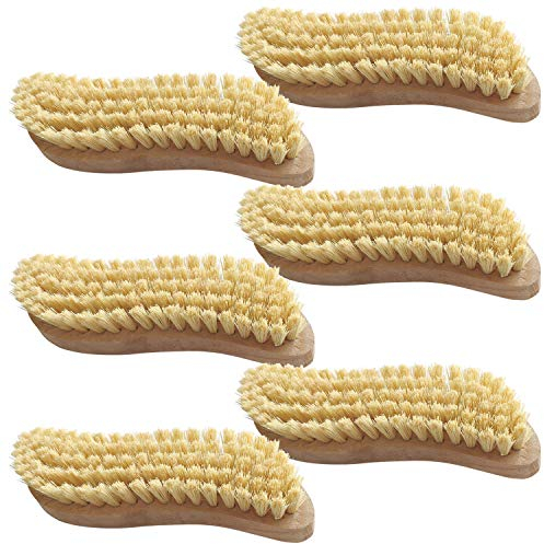6 spazzole per la pulizia a mano, impugnatura ergonomica in legno a forma di S, spazzole per la pulizia della cucina, del giardino o di casa