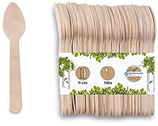 BIOZOYG Cucchiaio da tavola usa e getta ecologico I cucchiaio da legno posate cucchiaio di legno posate usa e getta I posate biodegradabili e compostabili I 100 x cucchiaio 11cm