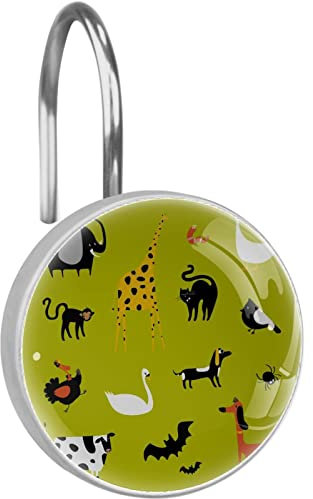 12 confezioni di ganci decorativi per tenda da doccia, in acciaio inox, per bagno, tenda da doccia, con giraffa, ragno di manzo