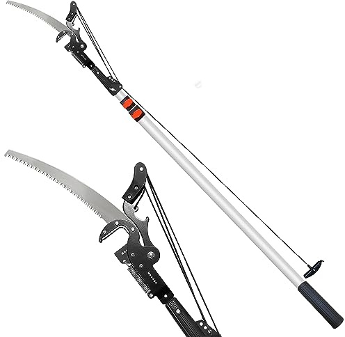 Mesoga 5-13FT Tree Trimmer Telescopic, Pole Saw & Pruner for Trimming, Pruning Saw Extendable, Long Handle Clippers Branch Cutter, Loppers, Fruit Picker